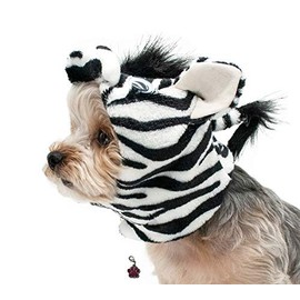 Plush Pet Costume Hat with Clip on Charm – Pet Costume - Pet Hat – for Dogs – Pet Sizes XS to XL (Zebra, XS)