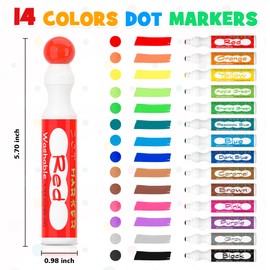 Shuttle Art Dot Markers, 14 Colors Bingo Daubers with 20 Unique Patterns of Dot Book for Toddler Art Activities, Non-Toxic Washable Coloring Markers for Preschool Kids Learning