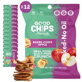 Good Chips Baked Crunchy Apple - Crispy, Oil Free, Healthy, Naturally Sweet Dried Fruit Snacks - 0.53 oz - Pack of 12