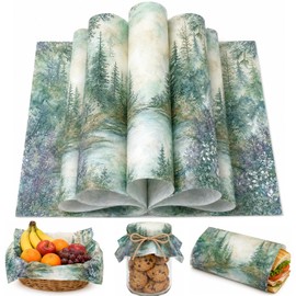 120 Sheets Spring Forest Wax Paper for Food Deli, 13.4 * 9.4'' Large Size Mystic Forest Wildflower Greaseproof Deli Sheets for Sandwich Picnic Basket Liner Birthday Party Supplies (A)