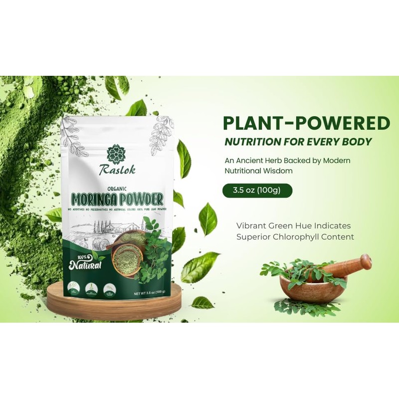 Raslok Moringa Powder | 100% Pure Leaf | No Additives