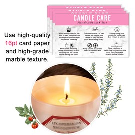 Handmade Candle Care Instruction Card, Card, for Makers Soy Bees Wax Coconut Essential Oils Black with White, 50 Pack 3.5 x 2 inches (Pink)