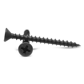 #8 x 1 3/4" Particle Board Screw Phillips Flat Head Hardened Medium Carbon Steel Black Phosphate Pk 100