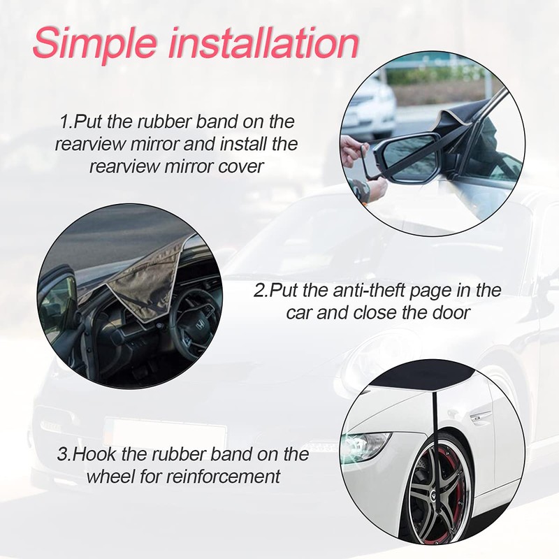 Windshield Snow Cover for Cars, Trucks, Vans - Waterproof, Windproof