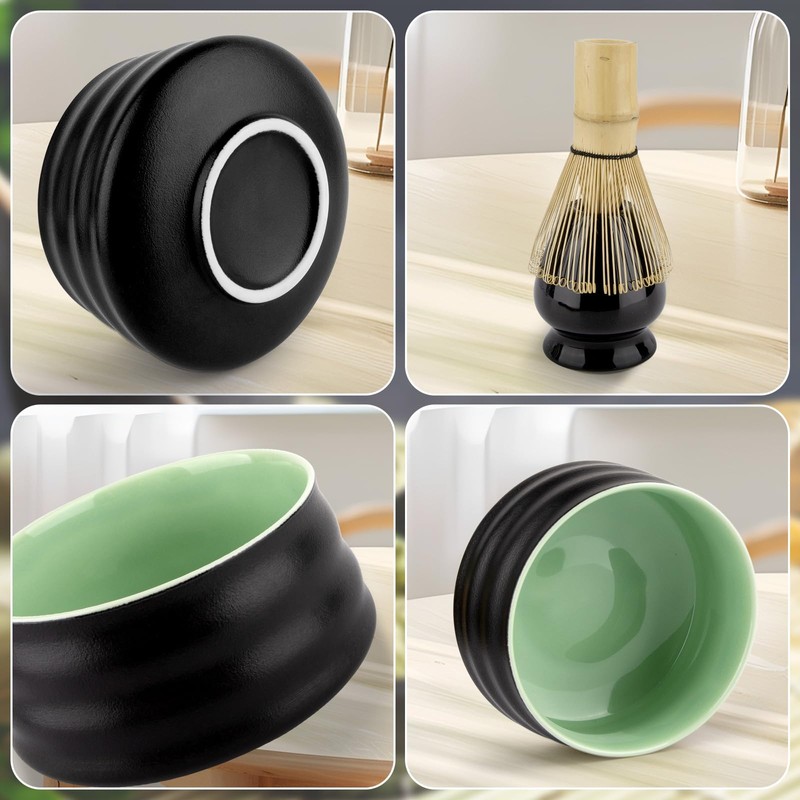 4-Piece Matcha Starter Kit – Ceramic Matcha Bowl, Bamboo Whisk,
