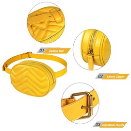 Geestock Bum Bag Women's Stylish Belt Bag PU Leather Fanny Pack Chest Bag Women's Waterproof Waist Bags for Women Adjustable Straps Neck Bag for Hiking Shopping Group Travel, 01yellow