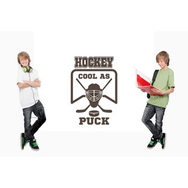 Hockey Helmet Cool As Puck Boys Room Sports Vinyl Wall Decal Sticker (Light Brown, 21 X 31 in)