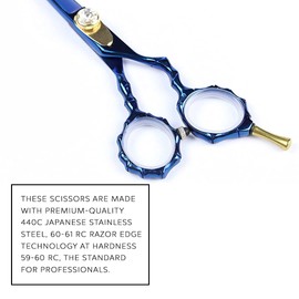 Hair Cutting Scissors, Titanium Coated 6" Barber Hairdressing Scissors & 5.5" Thinning Shears (Blue/Gold) 440C Japanese Stainless Steel Set for Personal use by DreamCut