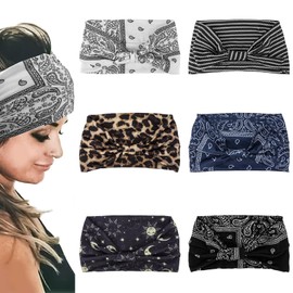Adorila 6 Pack Wide Boho Headbands for Women, Women's Hair Band Turban Workout Hairband, African Style Head Bands Hair Accessories