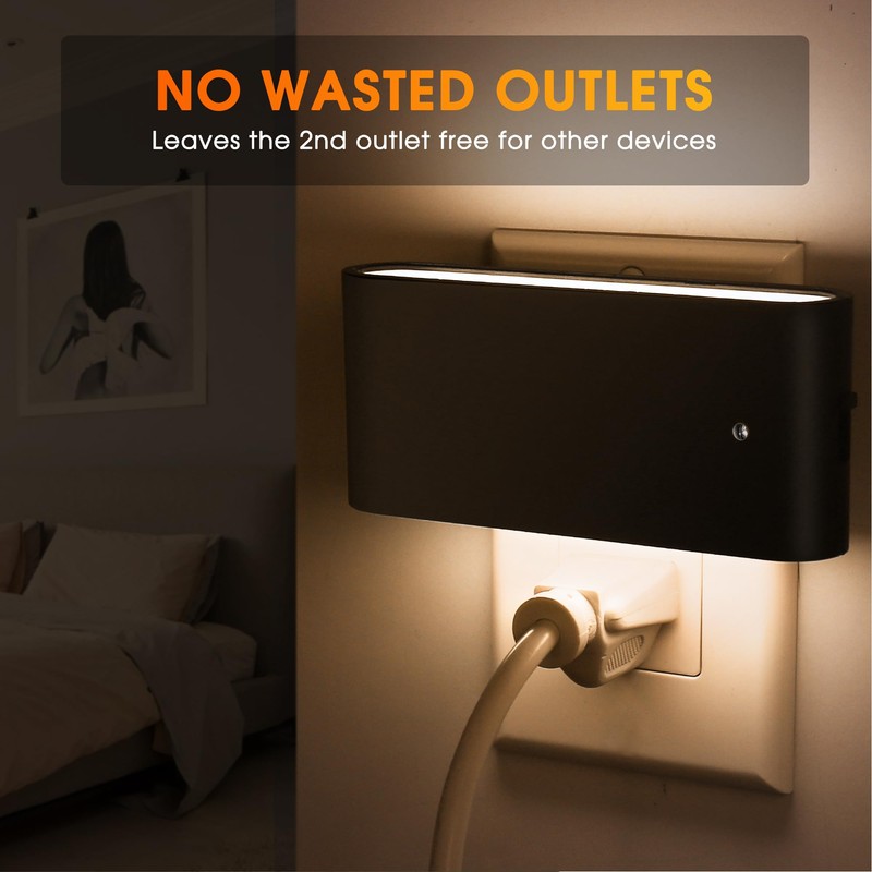 Briignite Night Lights Plug into Wall, 2 Pack, LED Night