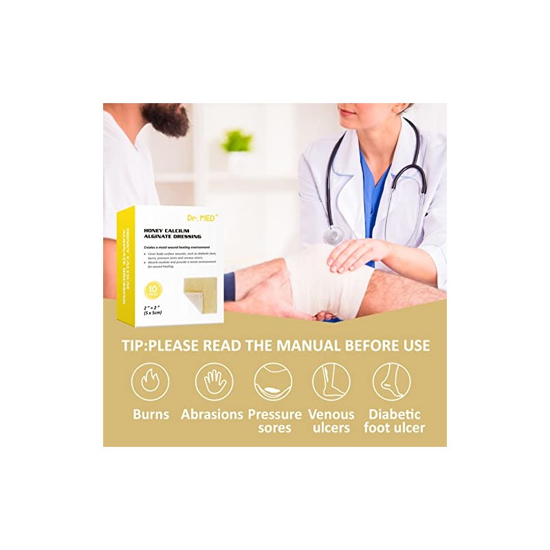 Med Manuka Apósito Alginato Calcio Miel Parches Heridas Pulgadas Vendajes
