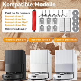 Leavans Leavans 21 St1ck Zubeh?r Set f1r Roborock Qrevo S/QRevo Pro/QRevo MaxV/Qrevo Plus Saugroboter,1 Hauptb1rsten,6 Staubbeutel,2 HEPA-Filter,6 Seitenb1rsten,4 Wischt1cher,1 B1rste,1 Schraubendreher