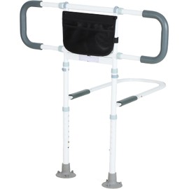 LIUQIBAX Bed Rails for Elderly Adults Safety: Bed Assist Rail with Adjustable Double Grips, Storage Pocket, Motion Sensor Light, Fits King, Queen, Full, Twin, Can Withstand 400LB