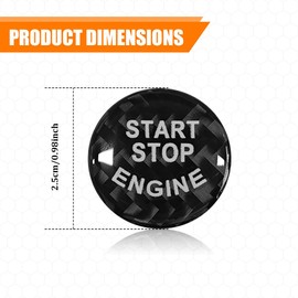 HQRNYP Car Push Start Button Cover, Push to Start Button, Carbon Fiber Car Stop Cover, Automotive Key Ignition Switch Protective Ring Accessories Universal for Most Vehicle (Black)