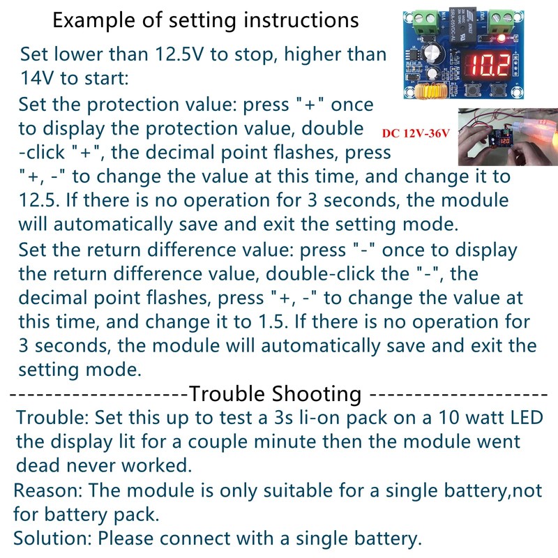Onyehn 2pcs 12V-36V DC Voltage Protection Module Digital Low Voltage