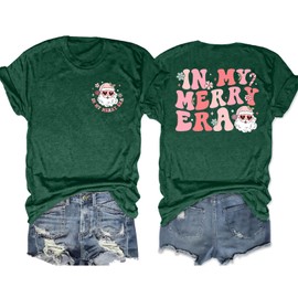 tiorhooe Christmas Shirt Women's Christmas T-Shirt Funny In My Merry Era Christmas Shirt, Grey (grey 1)