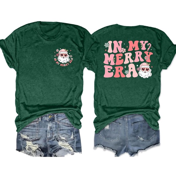 tiorhooe Christmas Shirt Women's Christmas T-Shirt Funny In My Merry