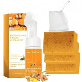 Turmeric Wash and Care two PieceSetTurmericCleansing Mousse, Turmeric SoapFacialCleansing Skincare FacialCleansing CleanserFacial Wash Comfort:_3*soap+cleansing mousse