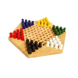 Gadpiparty 11.5 Inches Wooden Chinese Checkers Game Set Natural Wood Checkers Board Game 60 Wood Spare Marbles in 6 Bright Colors for Adults kids Boys Girls Family Game Playing