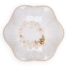 Geepen Jewelry Dish Tray, Elegant Ceramic Jewelry Trays, Key Bowl, Decorative Plate for Mother’s Day Milky Green