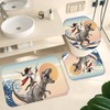 Yeoiat 4 Pcs Dinosaur Cat Shower Curtain Sets Funny Shower