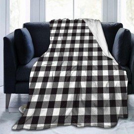 Yacik Black and White Buffalo Plaid Throw Blanket, Super Soft Cozy Warm Black and White Checkered Blanket for Couch, Sofa, Chair, Bed, Camping, Picnic, Travel Lightweight Bed Blanket- 50"X60"
