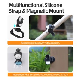 BTG 2 in 2 Flexible Silicone Strap & Magnetic Mount for Insta360 Go 3/ Go 3S Accessories