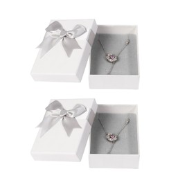 Nideen 2 Pack Small Gift Box for Jewellery, 9x 7x 3cm Necklace Bracelet Gift Boxes with Lid, Jewellery Gift Boxes for Earrings Necklace Rings(Grey)