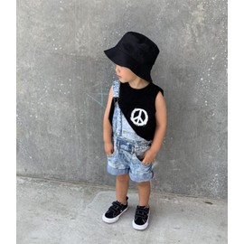 Kids 1-3T Sun Bucket Hats Toddler Anti-UV-Protection - Cotton Wide Brim Hats Fit for 52cm(20.5inches) (Black)