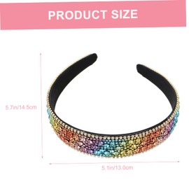 Vaguelly 4pcs Rhinestone Hairbands for Women Wide Brimmed Chic Headbands in Silver Pink Rainbow Lightweight Non Slip Hair Accessories for Parties Daily Styling Facial Care
