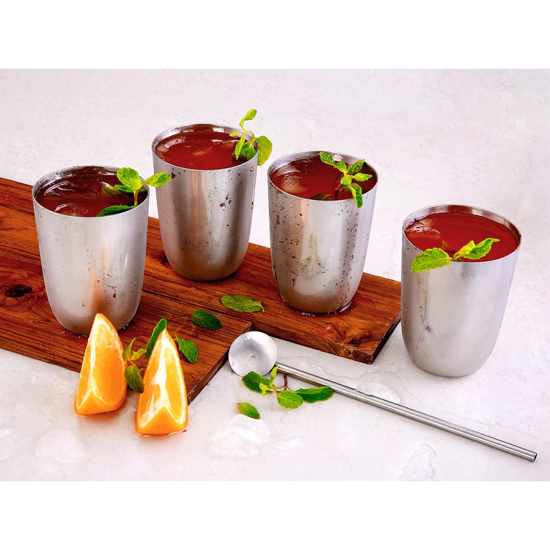 Vinod Stainless Steel Glass Set of 4 - Premium Metal