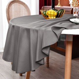 MEANMOY 2 Pack Grey 210 GSM Water & Stain Resistant Round Tablecloth - Solid 70 Inch Circle Table Cloth Cover in Wrinkle Free Washable Wipe Clean Polyester for Wedding, Party, Banquet (2 Pcs)