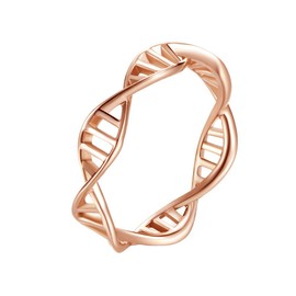INRENG Women's Stainless Steel DNA Ring Chemistry Science Molecule Twist Rope Helix Band Rose Gold Size 6
