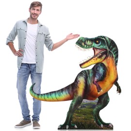 Colingmill 4 ft Life Size Dinosaur Cardboard Standup Cutout Jurassic Birthday Party Decoration Photo Prop PVC Cutout Dinosaur Theme Party Photo Prop for Animal Jurassic Theme Supply(Realistic)