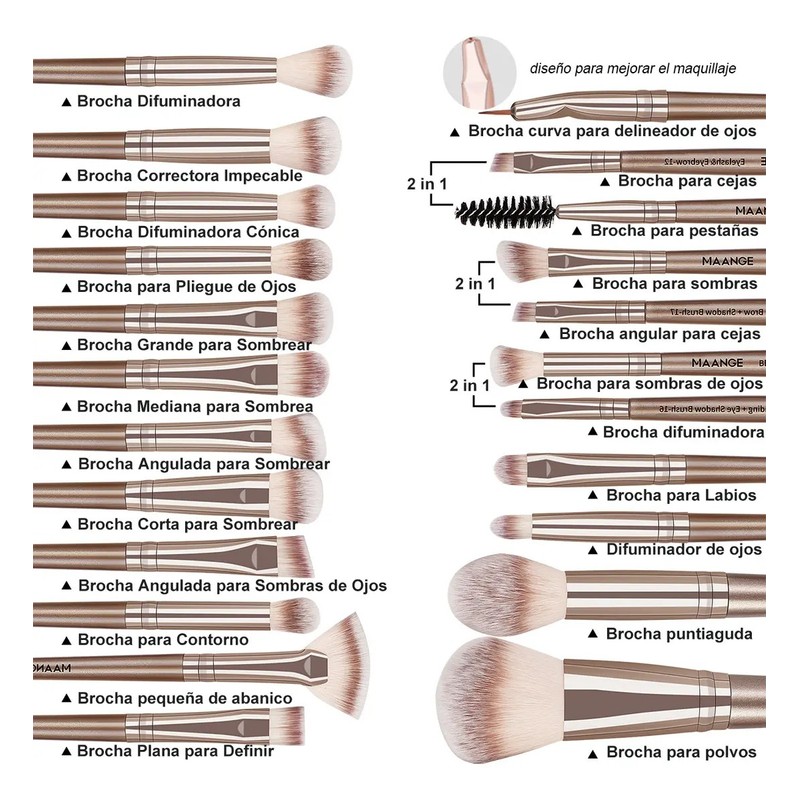 Brochas Maquillaje Profesional Maange Brocha Para Base Pincel Para Delinear