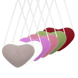 6Pcs Konjac Bath Sponge,Organic Konjac Cleansing Facial Sponges Set,Cordate Facial Sponges，Polychrome Face Sponges for Gentle Face Cleansing and Exfoliation (Heart Shaped)