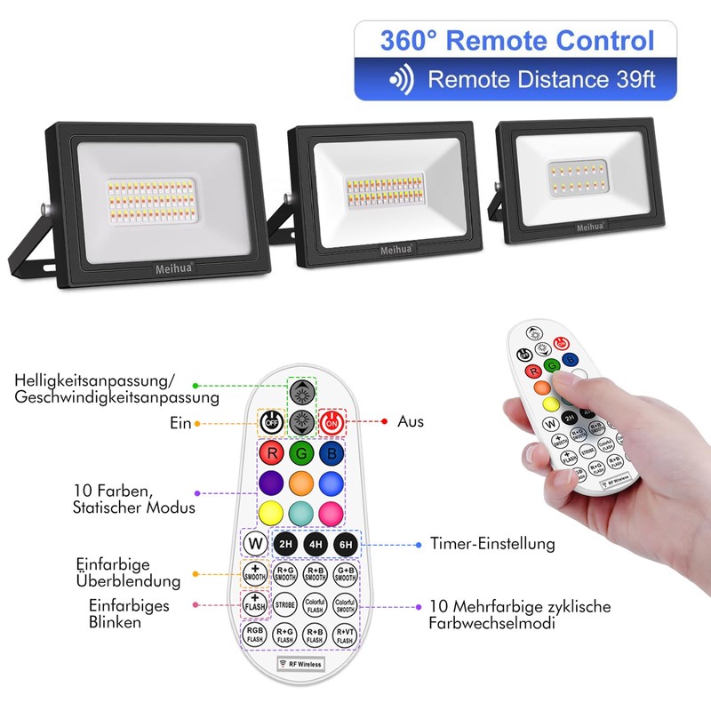 RGB spotlight with remote control MEIHUA