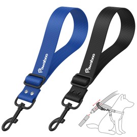 Pawaboo Dog Car Seatbelt, Universal Pet Safety Belt, Chew-Proof Dog Car Restraint with Adjustable Strap, Nylon Woven Belt & PVC Shell Dog Seatbelt, Dog Leash with 360° Hook,20 in, 2 Pack, Blue + Black