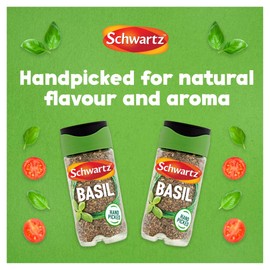 Schwartz Basil 10 G | Jar | Pack of 6 | Sweet and Peppery Taste | Versatile Aromatic Herb to Elevate Any Meal | Perfect for Italian and Mediterranean Classics, Soups, Salads and Desserts