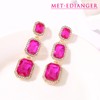 Met-edianger Hot Pink Rhinestone Drop Dangle Earrings Crystal Statement Earrings