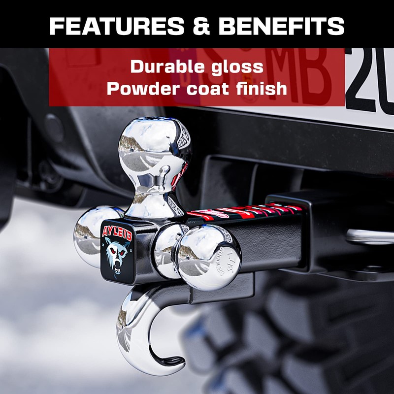 Ayleid Trailer Hitch Tri-Ball Mount with Hook & Pin Balls