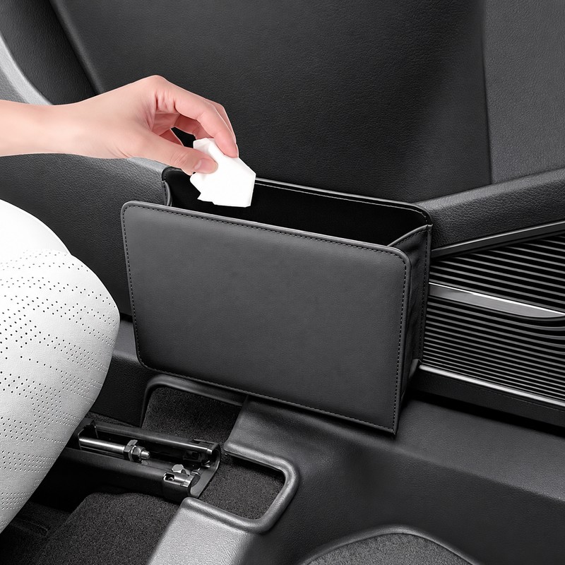Foldable Car Trash Bin for Door & Seat-Back Storage –