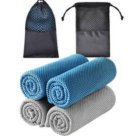 TOBEHIGHER Cooling Towels - 4 Pack Cooling Towels for Neck and Face, Grey Bule Towel for Hot Weather