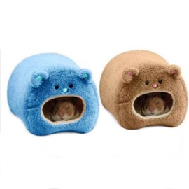 zaoalife 2 Pcs Hamster Winter Warm House Bed, Guinea Pig Hideout House Cusion Fleece Warm Bed Hanging Hammock,Small Animal Pet Cave Bed Cage Nest Accessories