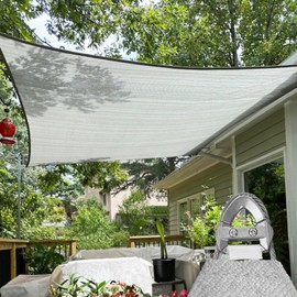 TANG Sunshades Depot A Ring Design Steel Cable Wire Reinforcement Sun Shade Sails 18' x 22 ' Rectangle Light Gray Heavy Duty Permeable 260 GSM