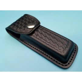 Unbranded Leather Knife Sheath fits a Buck 110 Folding Hunter to 5 1/4" Black Belt Pouch