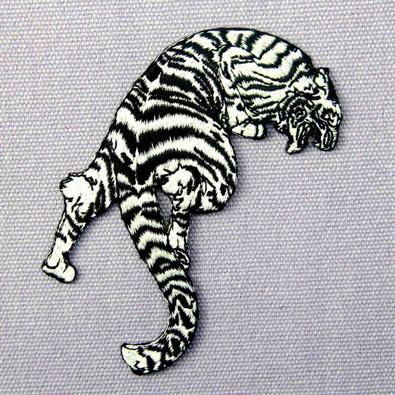 Tiger Patch The Roaring Striped White Tiger Applique Embroidered Iron