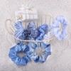 Blue Checkered Scrunchies Hair Ties for Women Blue And White