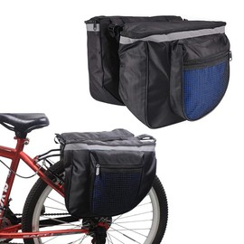 Qanye Bicycle Bag, Bicycle Pannier Rack, Double Bicycle Bag, Rear Pannier Bags, Mountain Bike, with Reflective Strips, for Bicycle Backseat (Random Colour)