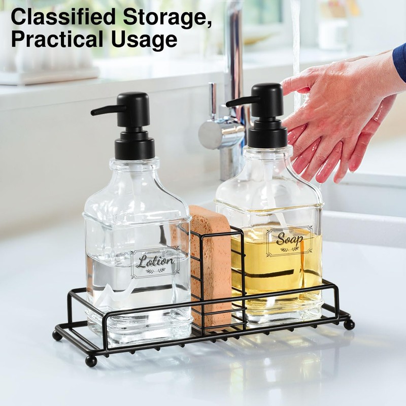 Shinowa Kitchen Soap Dispenser Set, Hand and Dish Soap Dispenser